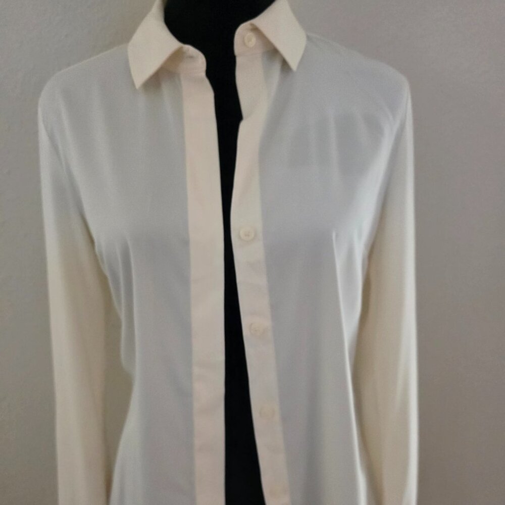 NWT Calvin Klein Women's Long Sleeve Shear Button Down Blouse, Size S/P.